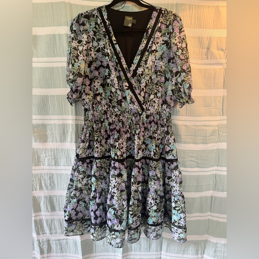 Taylor Black Dress with Lace Detail